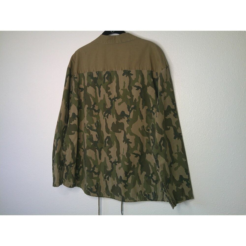 James Perse Army Green Tan Camo Print Zip Band Neck Long Sleeve Jacket 4 / XL - Picture 8 of 16